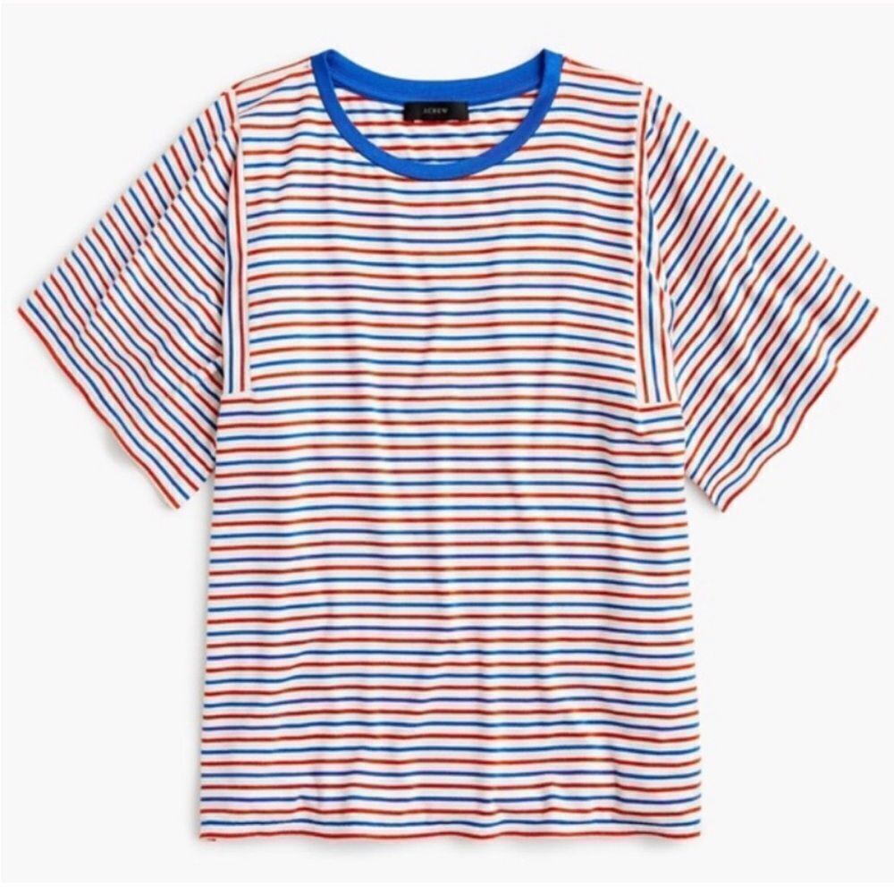 J. Crew Striped Short Sleeve Tee - Red, Blue, White